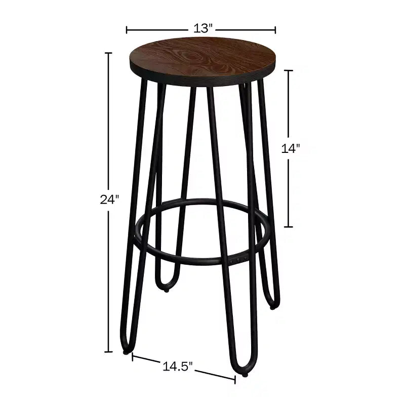 Lavish Home – Lot de 2 tabourets de bar à hauteur de comptoir – Tabourets de bar ronds en bois avec pieds en épingle