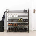 Étagère à chaussures, étagère de rangement à chaussures empilable à 5 niveaux, en treillis métallique, étagère organisatrice à chaussures plate ou inclinée pour 20 à 25 paires, bronze