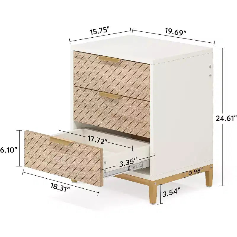 Table de chevet en bois à 3 tiroirs