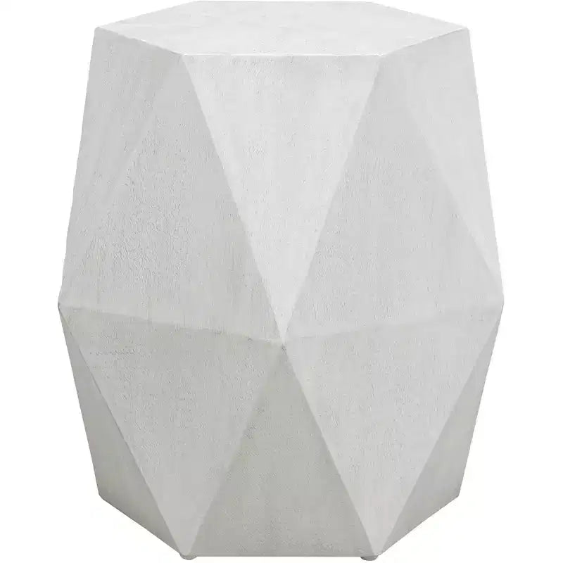 Uttermost Volker 18 Wide White Ceruse Geometric Wood Accent Table