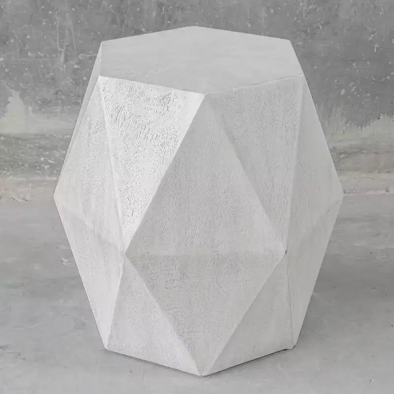 Table d'appoint géométrique en bois blanc de 45,7 cm de large