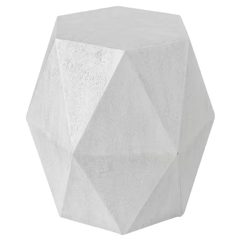 Table d'appoint géométrique en bois blanc de 45,7 cm de large