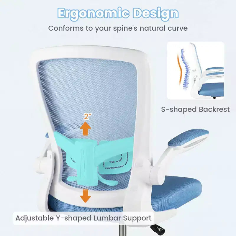 Chaise de dessinateur pivotante réglable avec accoudoirs relevables, support lombaire réglable Noir et Blanc/Noir