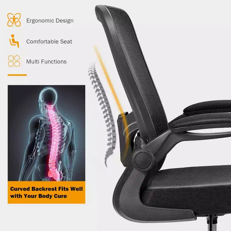Chaise de dessinateur pivotante réglable avec accoudoirs relevables, support lombaire réglable Noir et Blanc/Noir