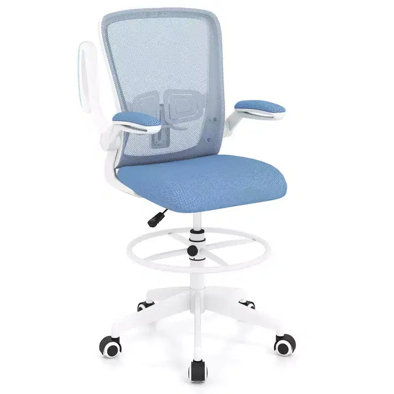 Chaise de dessinateur pivotante réglable avec accoudoirs relevables, support lombaire réglable Noir et Blanc/Noir