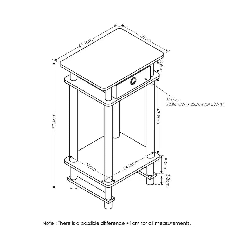 2 tables de chevet industrielles hautes à 3 niveaux, table d'appoint de canapé avec tiroir amovible et étagère de rangement ouverte, expresso/marron