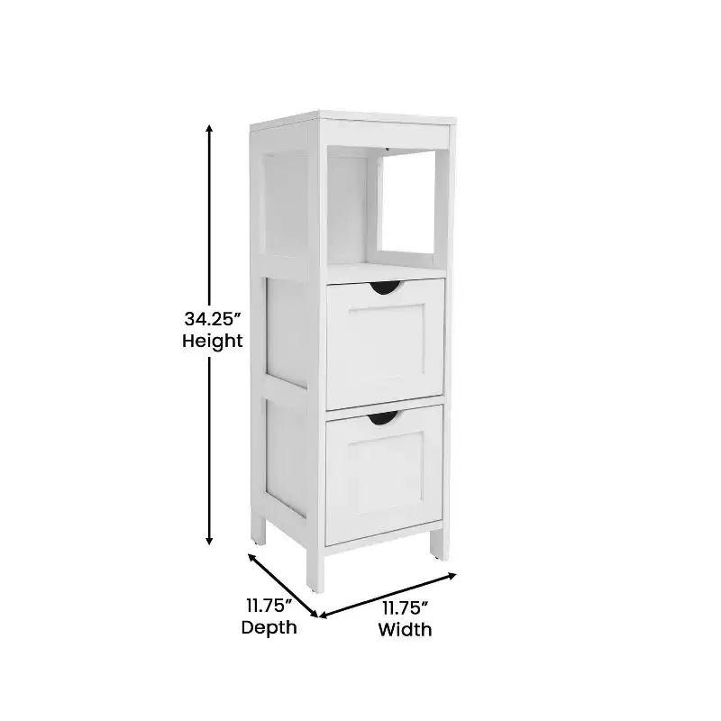 Meuble de rangement de salle de bain à 2 tiroirs avec étagère ouverte