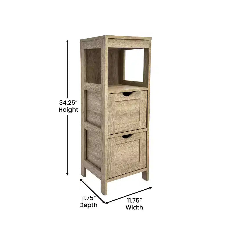 Meuble de rangement de salle de bain à 2 tiroirs avec étagère ouverte