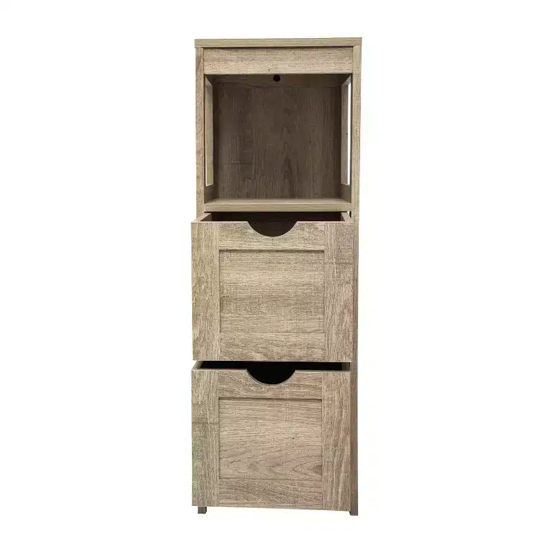 Meuble de rangement de salle de bain à 2 tiroirs avec étagère ouverte
