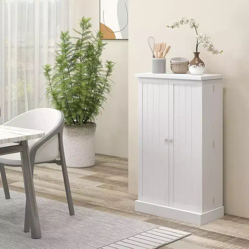 Meuble de Rangement pour Cellier de Cuisine, Meuble de Cuisine Autonome avec Portes Doubles, Étagère à 5 Niveaux, 12 Supports à Épices et Étagères Réglables