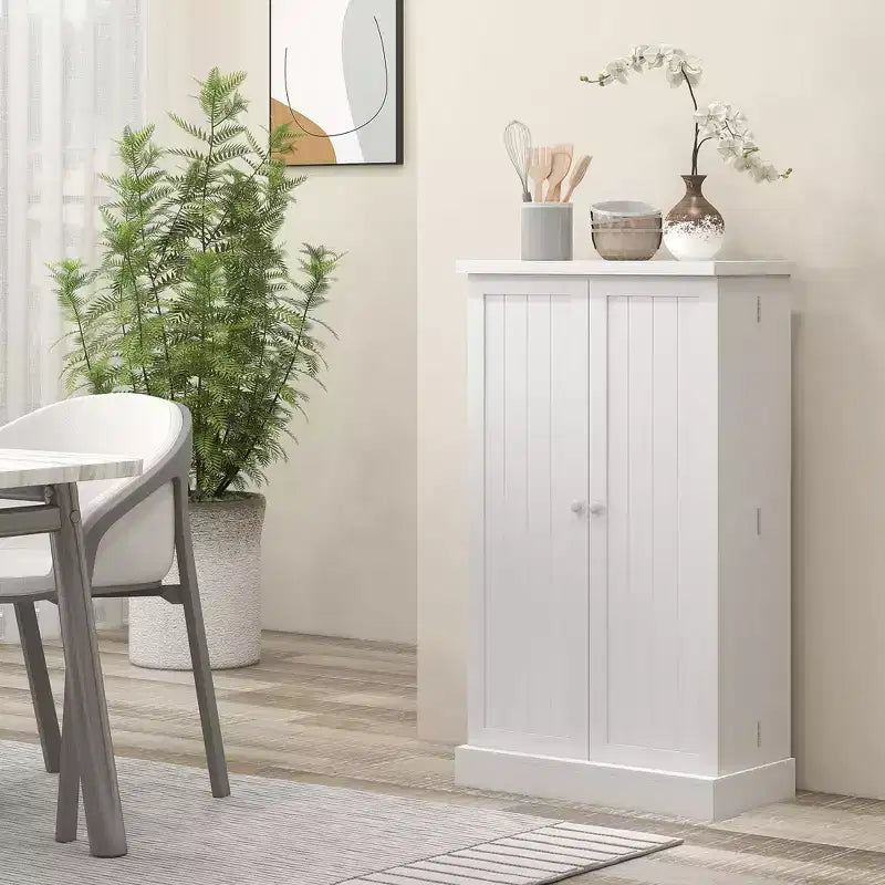 Meuble de Rangement pour Cellier de Cuisine, Meuble de Cuisine Autonome avec Portes Doubles, Étagère à 5 Niveaux, 12 Supports à Épices et Étagères Réglables