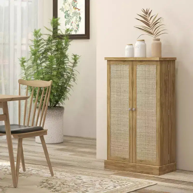 Meuble de Rangement pour Cellier de Cuisine, Meuble de Cuisine Autonome avec Portes Doubles, Étagère à 5 Niveaux, 12 Supports à Épices et Étagères Réglables