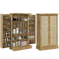 HOMCOM 41 Kitchen Pantry Storage Cabinet, Freestanding Kitchen Cabinet with Double Doors, 5-Tier Shelf, 12 Spice Racks and Adjustable Shelves