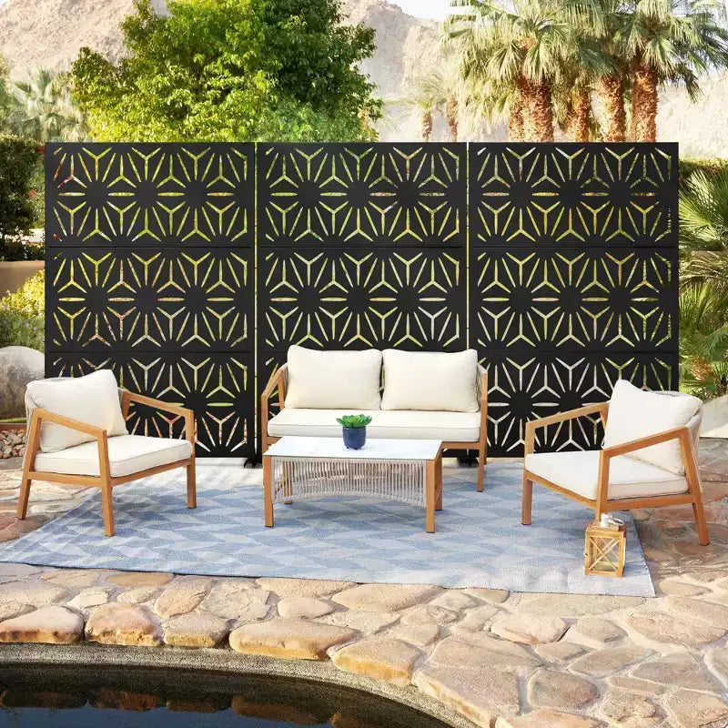 Écran d'intimité extérieur en métal, autoportant, décoratif pour patio