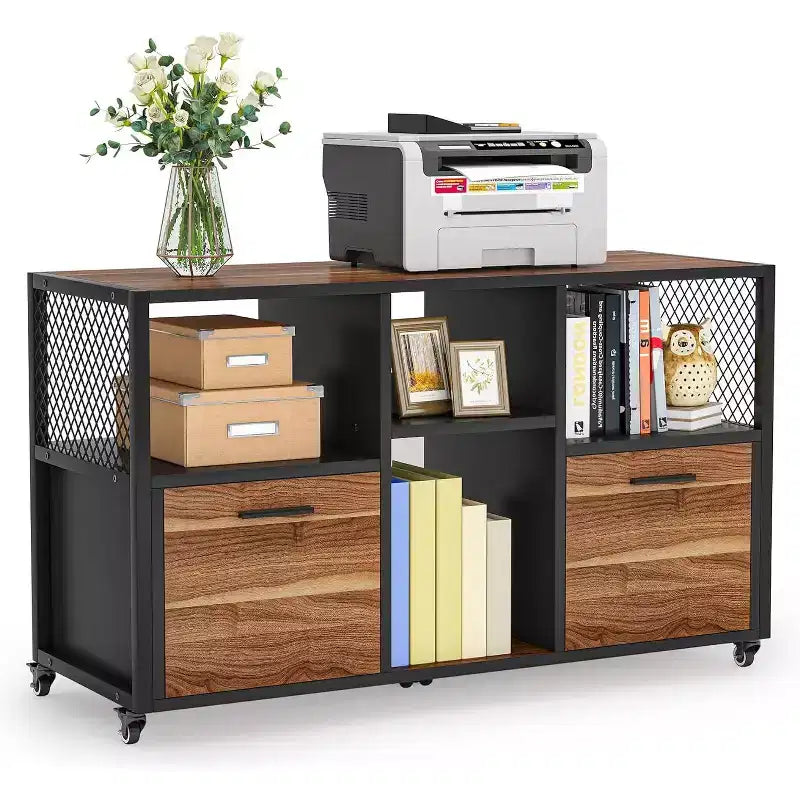 Tribesigns 2 Drawer Wood File Cabinet, Mobile Lateral Filing Cabine with Storage Shelves