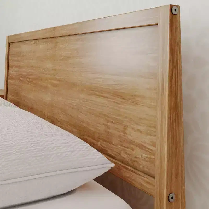 Cadre de lit double avec tête de lit, lit plateforme en bois massif pour enfants