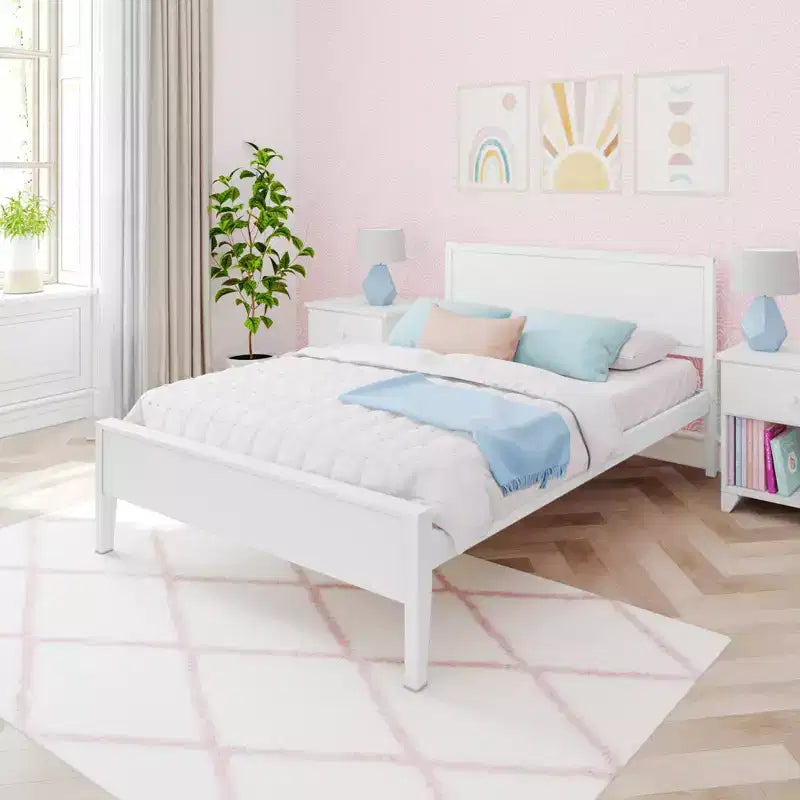 Max & Lily Full Size Bed Frame with Headboard, Solid Wood Platform Bed for Kids
