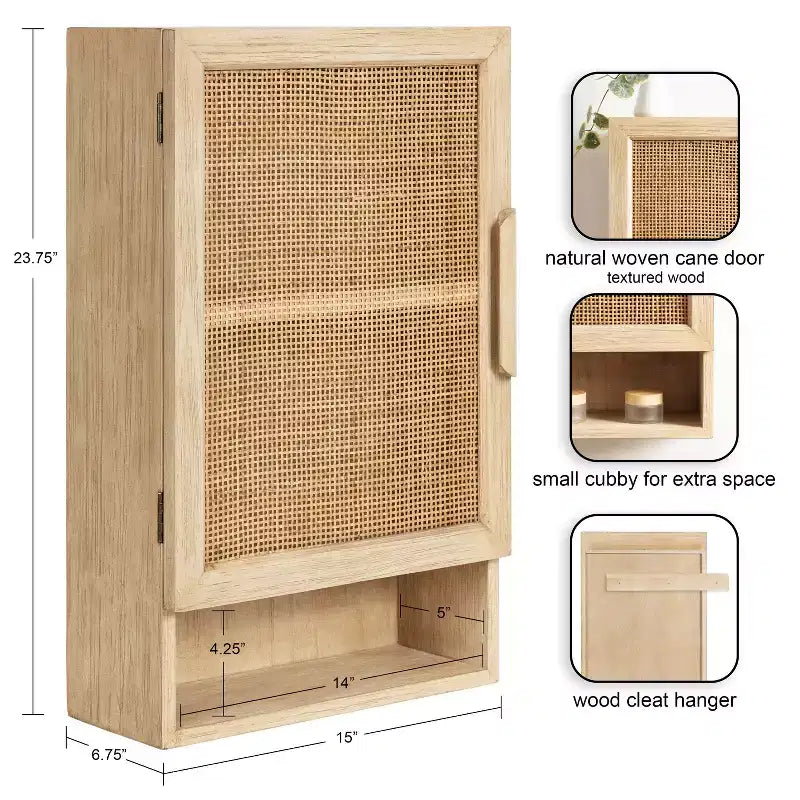 Armoire murale en rotin naturel