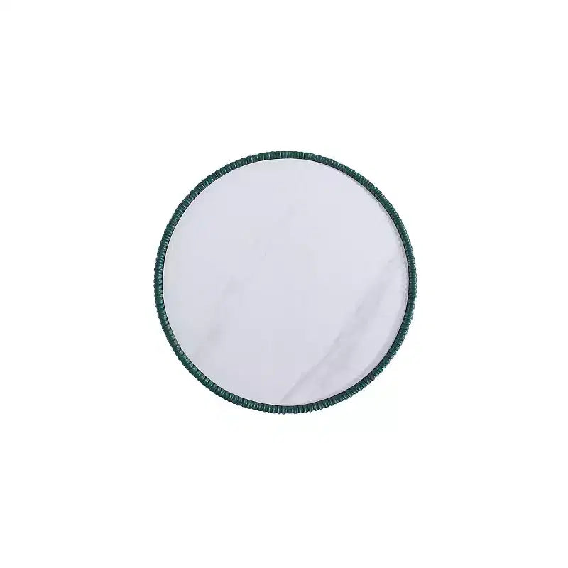 Table d'appoint moderne recouverte de similicuir avec plateau en céramique aspect marbre