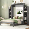 Full/Queen Size Murphy Bed/Wall Bed with Shelves and LED Lights 4A - ModernLuxe