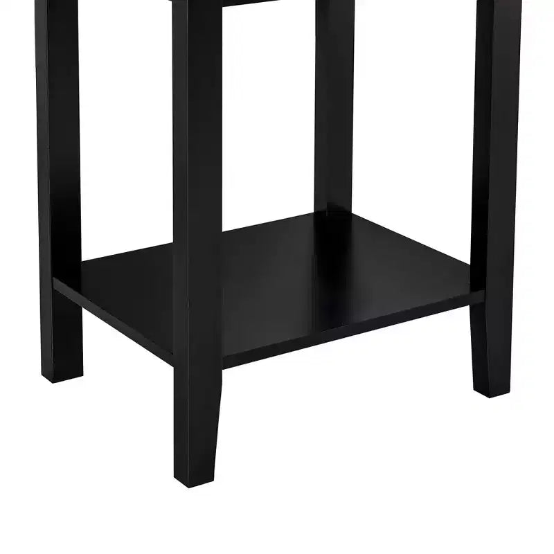 Lot de 2 tables de chevet avec station de charge, table d'appoint noire avec ports USB, tables de chevet avec étagère de rangement à 3 tiroirs