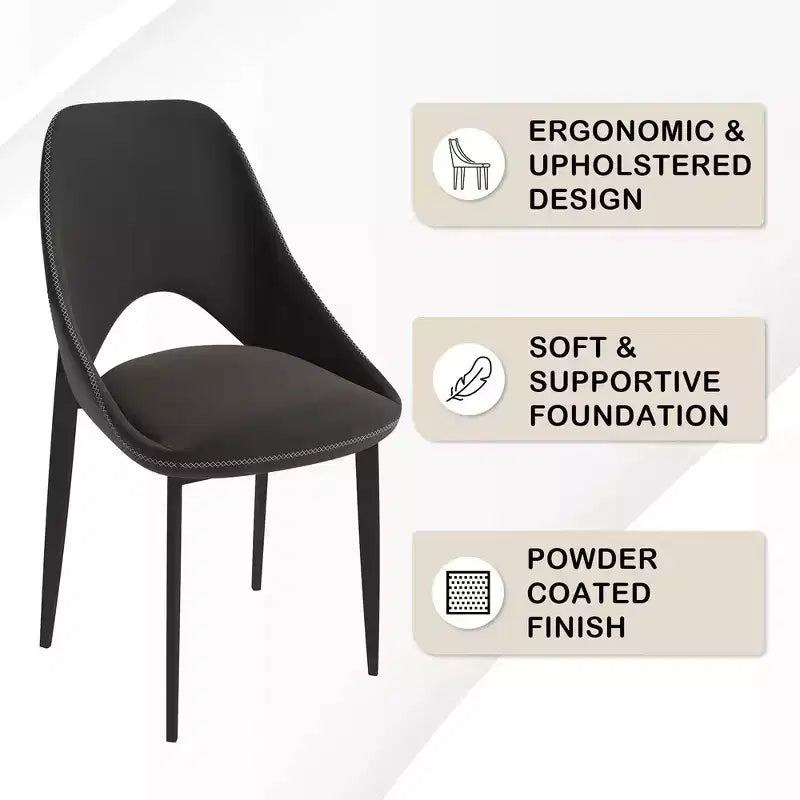 Chaise de salle à manger moderne, assise en tissu rembourré avec pieds en métal, assise d'appoint confortable pour la cuisine, la salle à manger ou le bureau