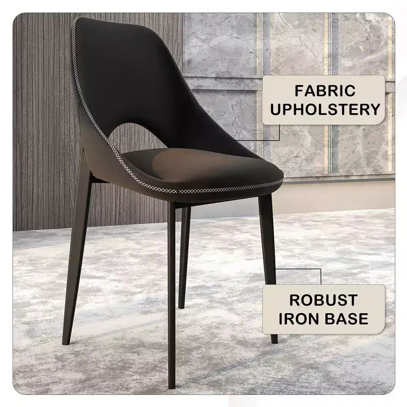Chaise de salle à manger moderne, assise en tissu rembourré avec pieds en métal, assise d'appoint confortable pour la cuisine, la salle à manger ou le bureau