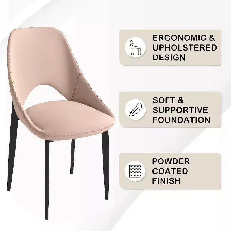 Chaise de salle à manger moderne, assise en tissu rembourré avec pieds en métal, assise d'appoint confortable pour la cuisine, la salle à manger ou le bureau