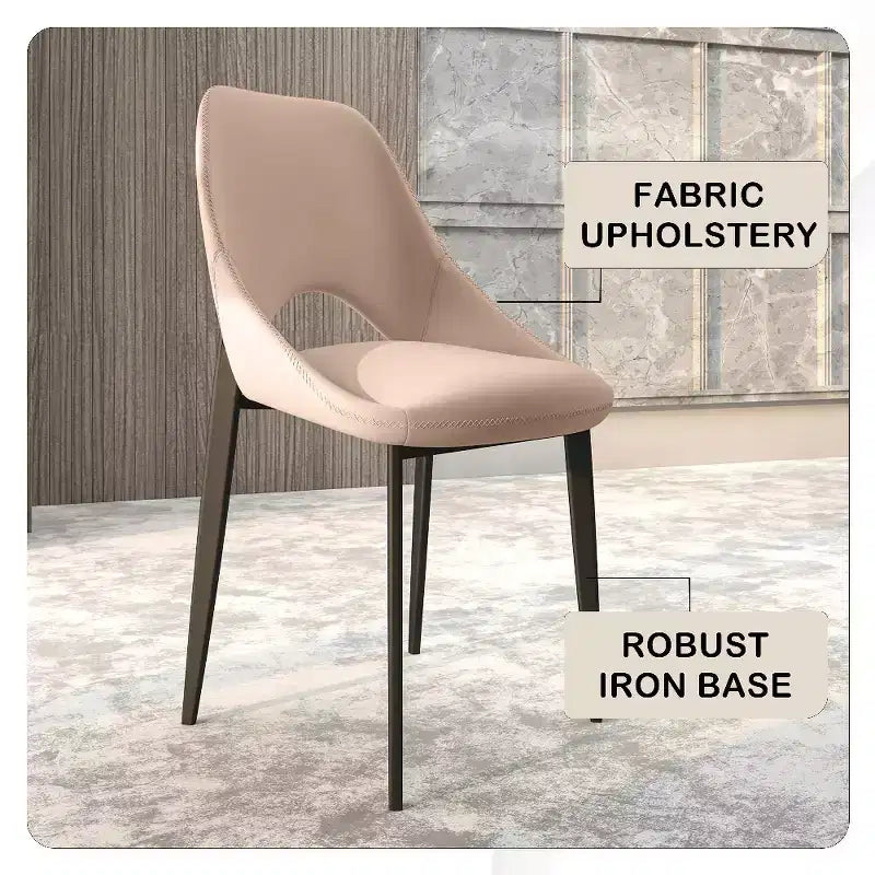 Chaise de salle à manger moderne, assise en tissu rembourré avec pieds en métal, assise d'appoint confortable pour la cuisine, la salle à manger ou le bureau