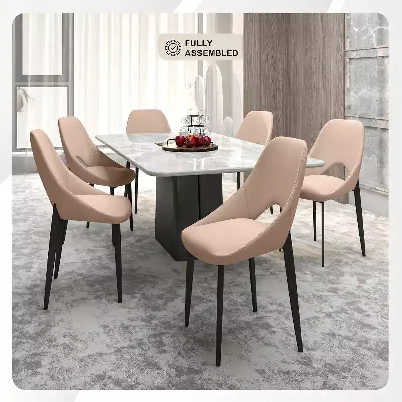 Chaise de salle à manger moderne, assise en tissu rembourré avec pieds en métal, assise d'appoint confortable pour la cuisine, la salle à manger ou le bureau