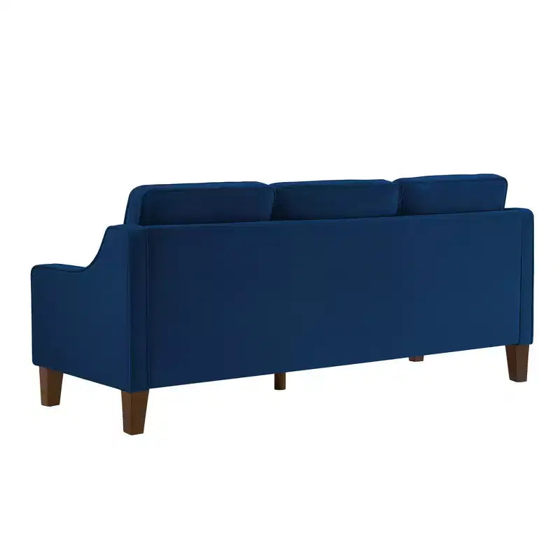 Fauteuil/Causeuse/Canapé 3 places en tissu avec accoudoirs arrondis et pieds en bois, Bleu marine/Noir/Taupe