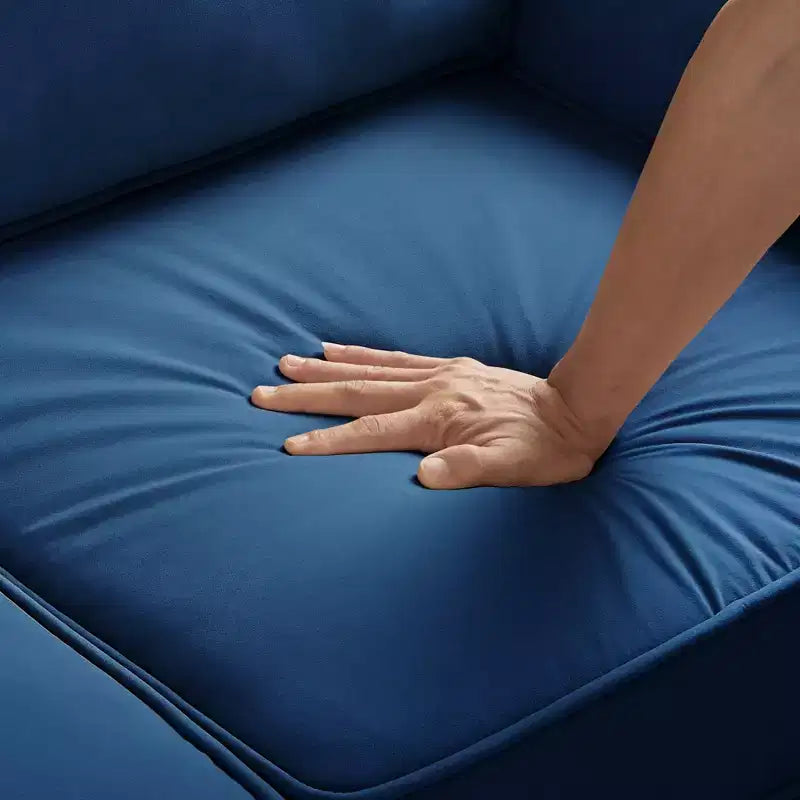 Fauteuil/Causeuse/Canapé 3 places en tissu avec accoudoirs arrondis et pieds en bois, Bleu marine/Noir/Taupe