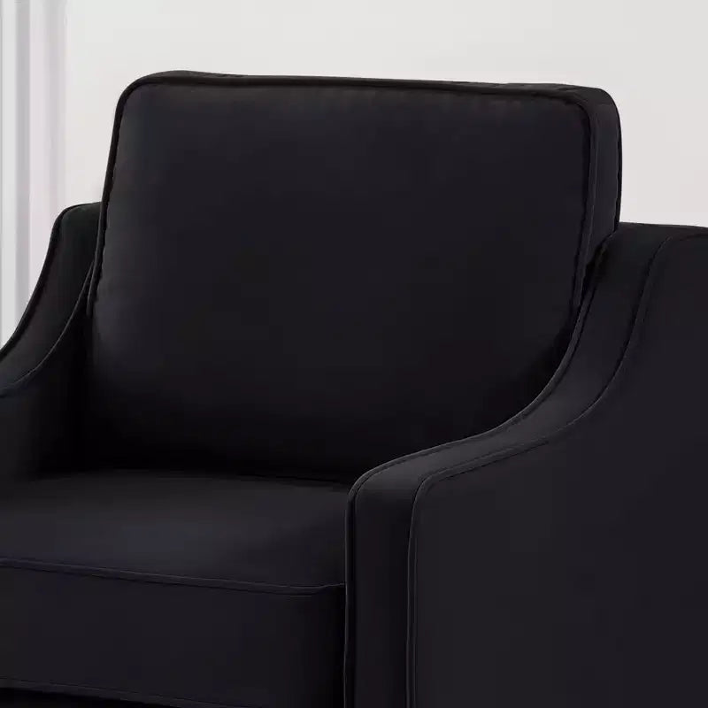 Fauteuil/Causeuse/Canapé 3 places en tissu avec accoudoirs arrondis et pieds en bois, Bleu marine/Noir/Taupe