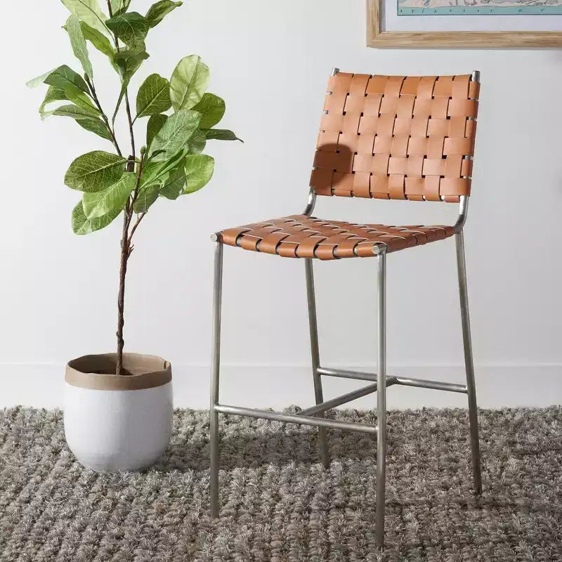 Tabouret de comptoir en tissu tressé