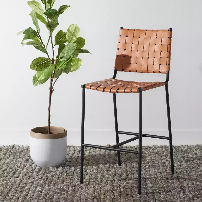 Tabouret de comptoir en tissu tressé