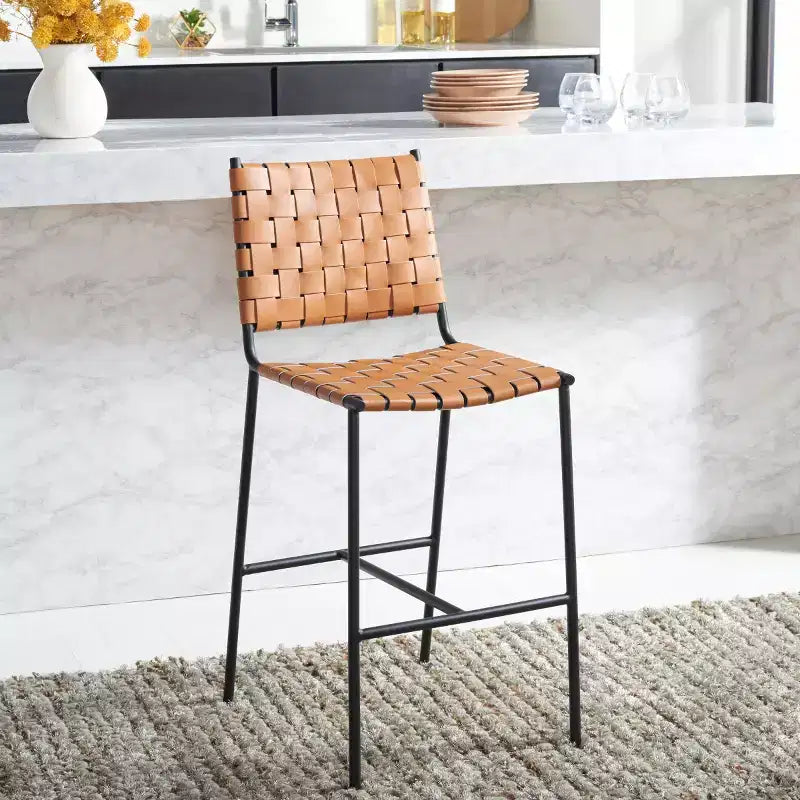 Tabouret de comptoir en tissu tressé