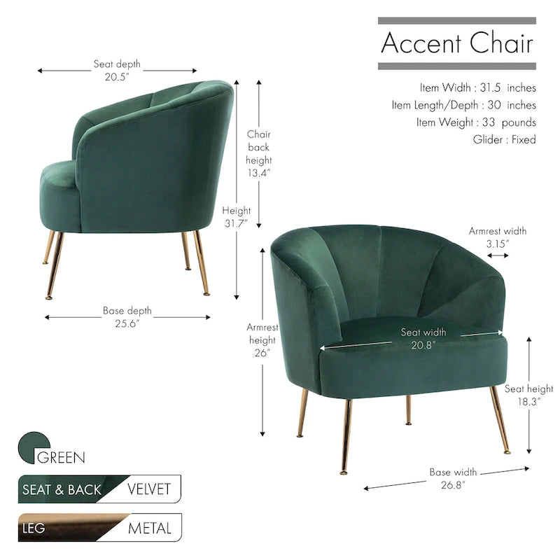 Porthos Home Skye Tufted Velvet Chrome Leg Accent Chair