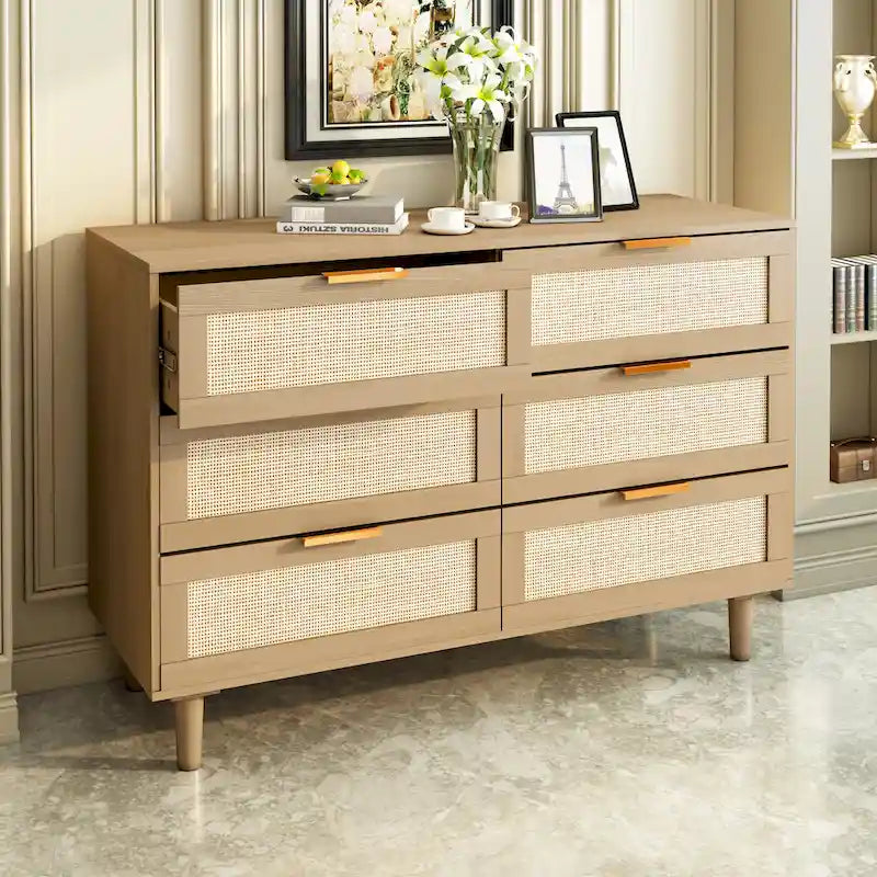 6 drawers Rattan dresser Rattan Drawer,