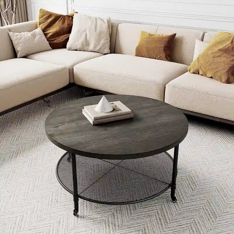 Industrial Console Table, 2-Tier Accent Table Coffe Table