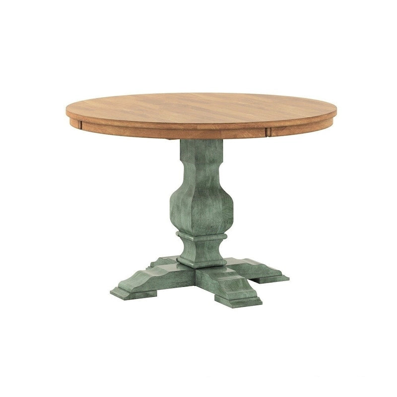 Eleanor Sage Green Round Solid Wood Top Panel Back 5-piece Dining Set by iNSPIRE Q Classic