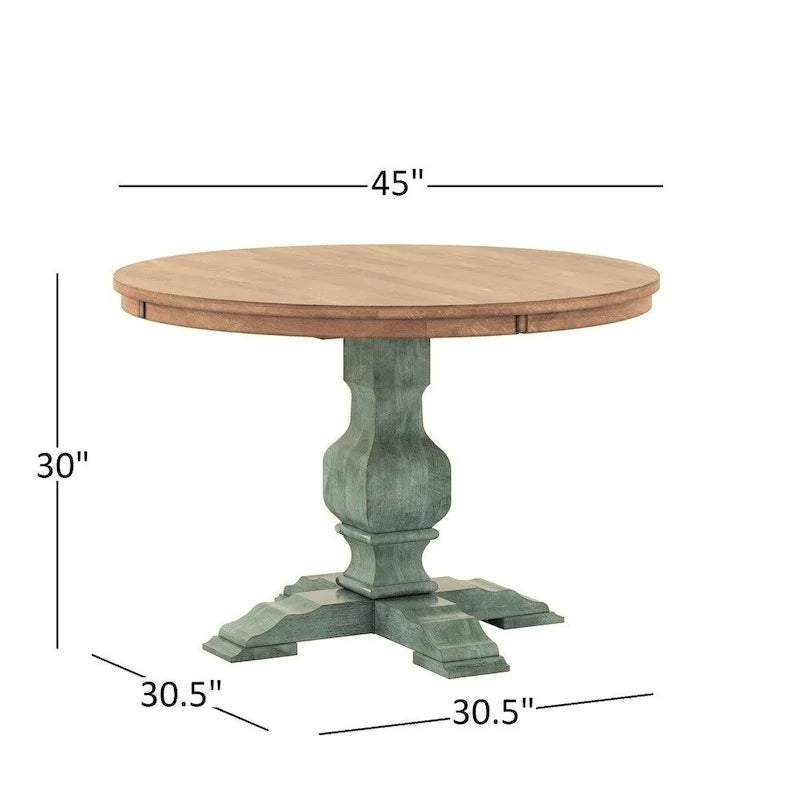 Eleanor Sage Green Round Solid Wood Top Panel Back 5-piece Dining Set by iNSPIRE Q Classic
