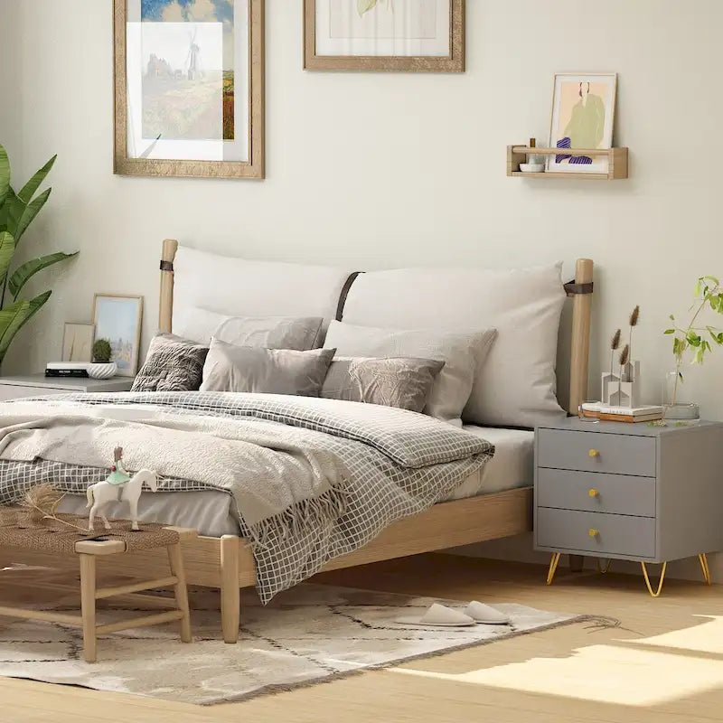 21.6 Tall 3 - Drawer Nightstand White/Grey/Black(1 Piece)