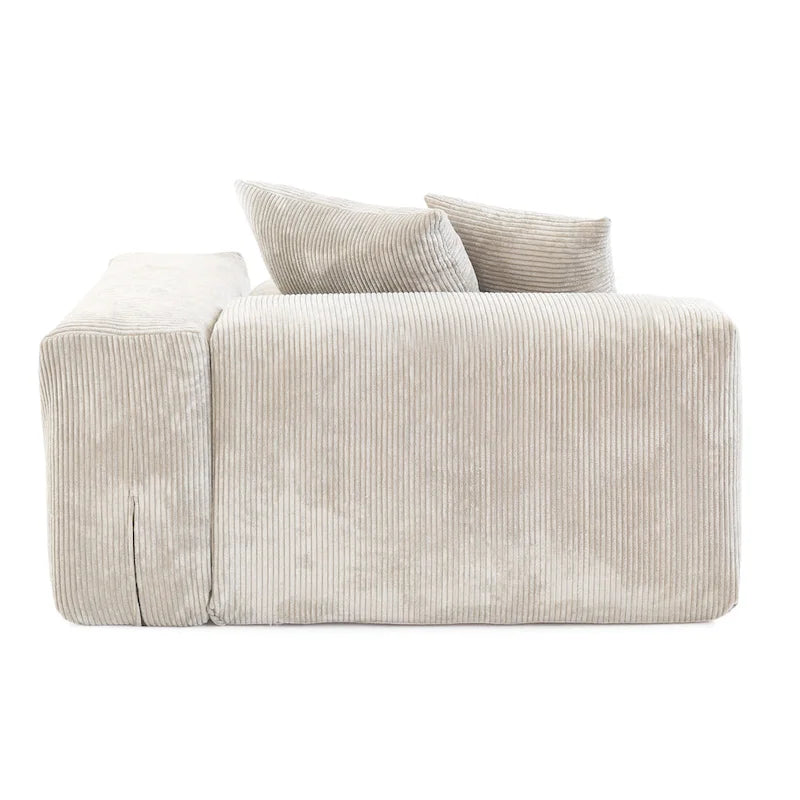 143 inch Sofa Couch- Deep Seat Sofa with 5 Pillows, 3 Seater Couch with Corduroy Fabric, Modern Sofas for Living Room