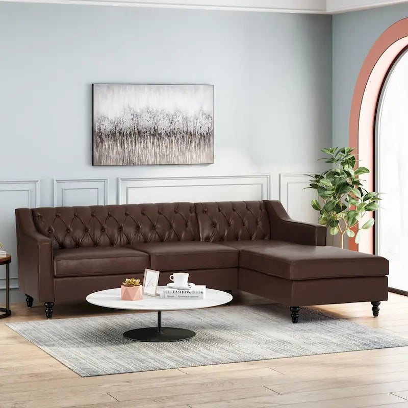 Furman Contemporary Tufted Chaise Sectional by Christopher Knight Home