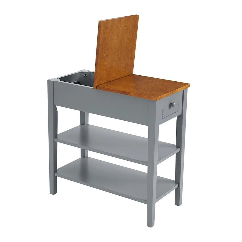 End Table with Charging Station, Side Table with Storage