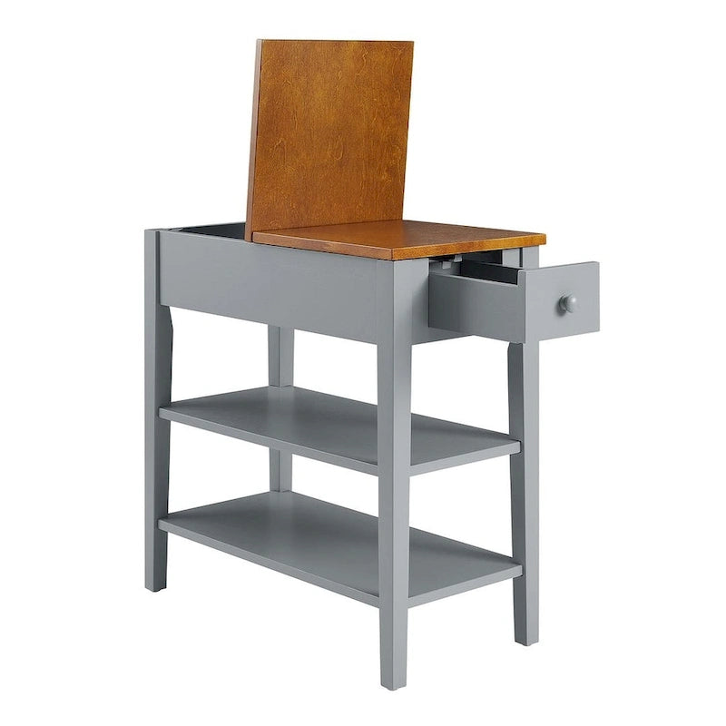End Table with Charging Station, Side Table with Storage