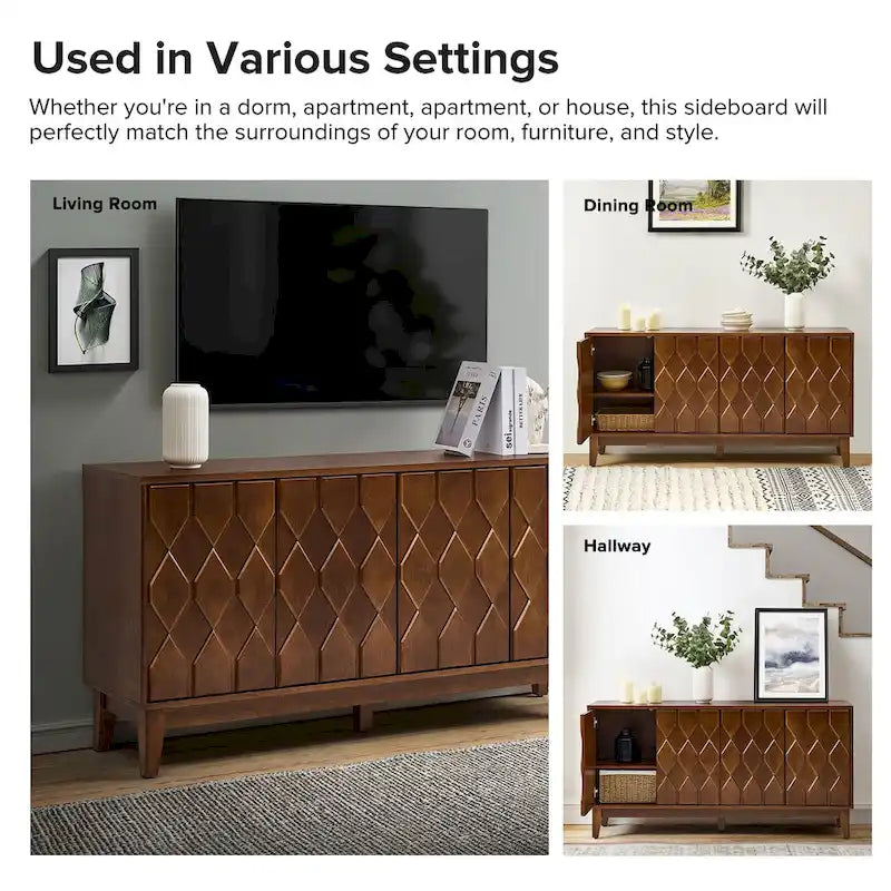 Olympia 60Modern Storage Sideboard Storage with Adjustable Shelves By HULALA HOME