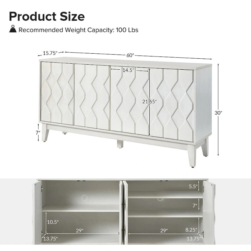 Olympia 60Modern Storage Sideboard Storage with Adjustable Shelves By HULALA HOME