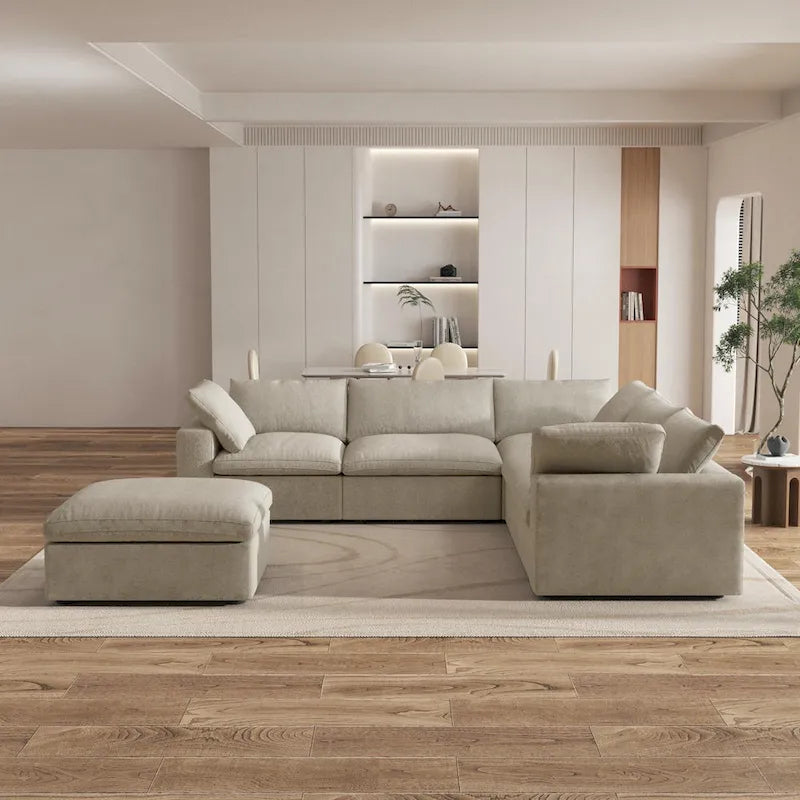 Widen Down Filled 5-Piece Sectional and Ottoman