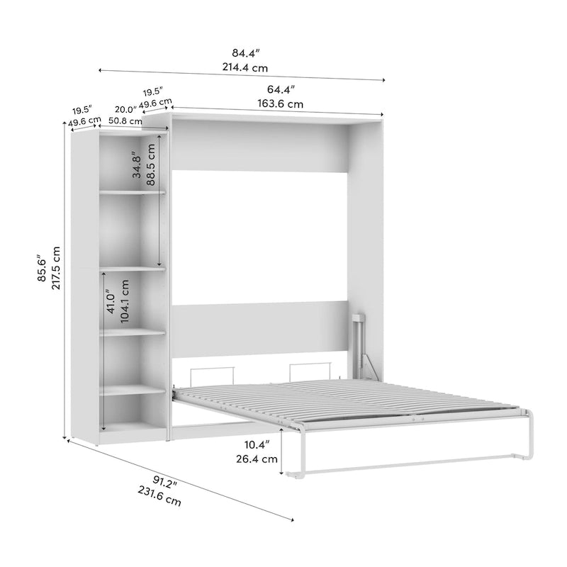 Claremont Queen Murphy Bed with Closet Organizer (85W) by Bestar